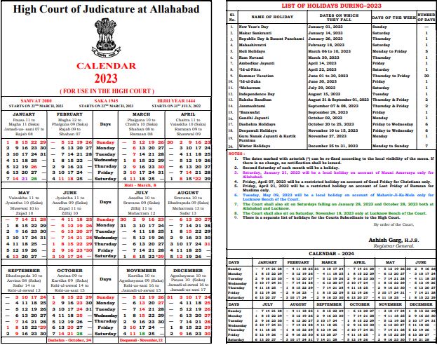 Allahabad High Court Holiday  2023