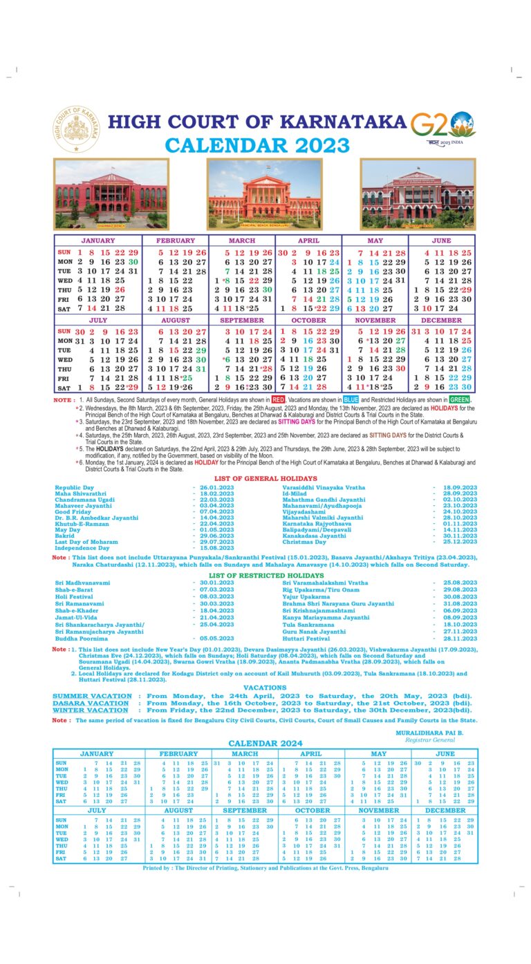 Karnataka High Court Holidays 2024 Melly Sonnnie