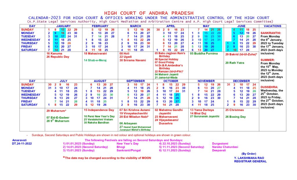 Ap High Court Summer Holidays 2024 Manya Ruperta